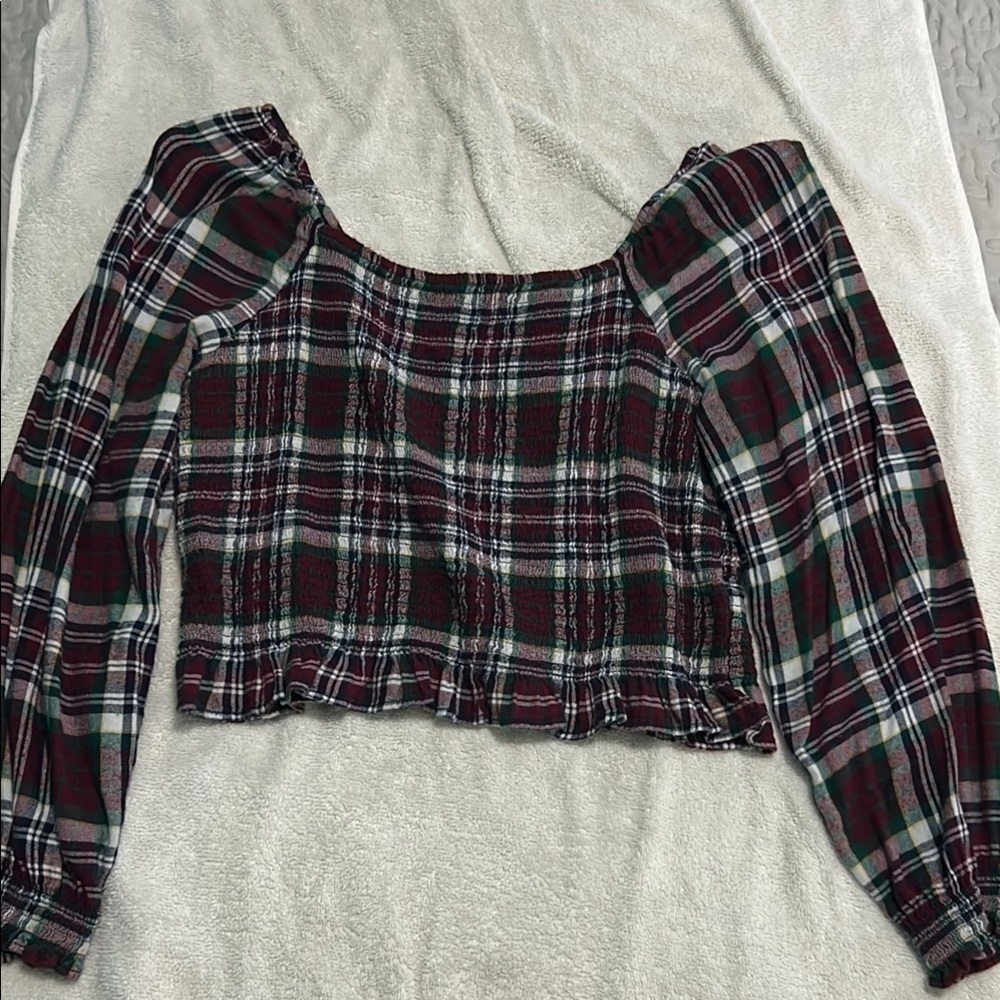 White and Purple Fitted Crop Blouse - Picture 3 of 8